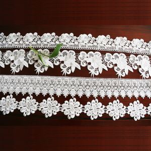 Garniture en dentelle chimique au crochet en polyester brodé vintage